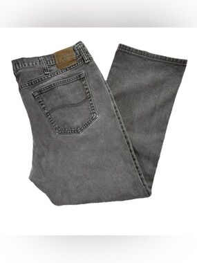 Lee Regular Fit Straight Jeans Men's 40 x 30 Black Denim Baggy 90s Grunge Work